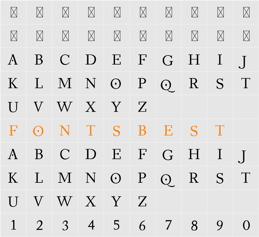 BlackPearl Serif Character Map