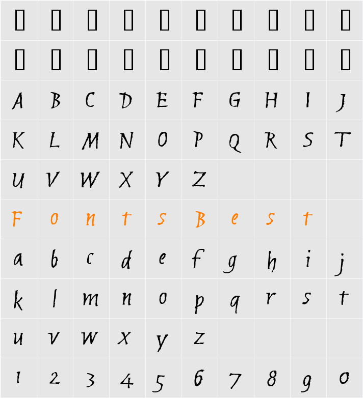 Brubeck AH Character Map