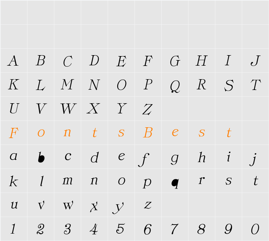 Cordella-Italic Character Map