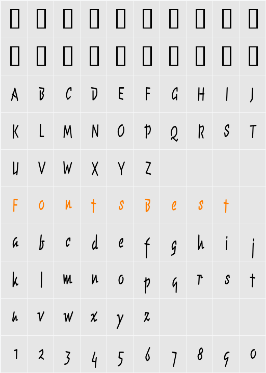 ChunkyMonkeyCondensed Character Map