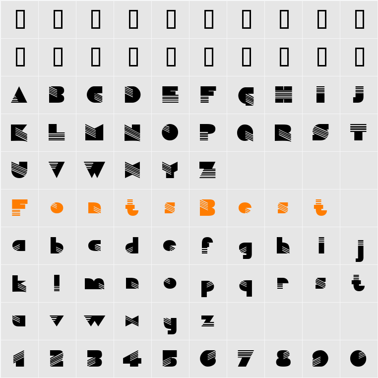 MuseDisplaySSi Character Map