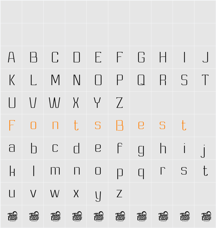 Ashety Thin Character Map