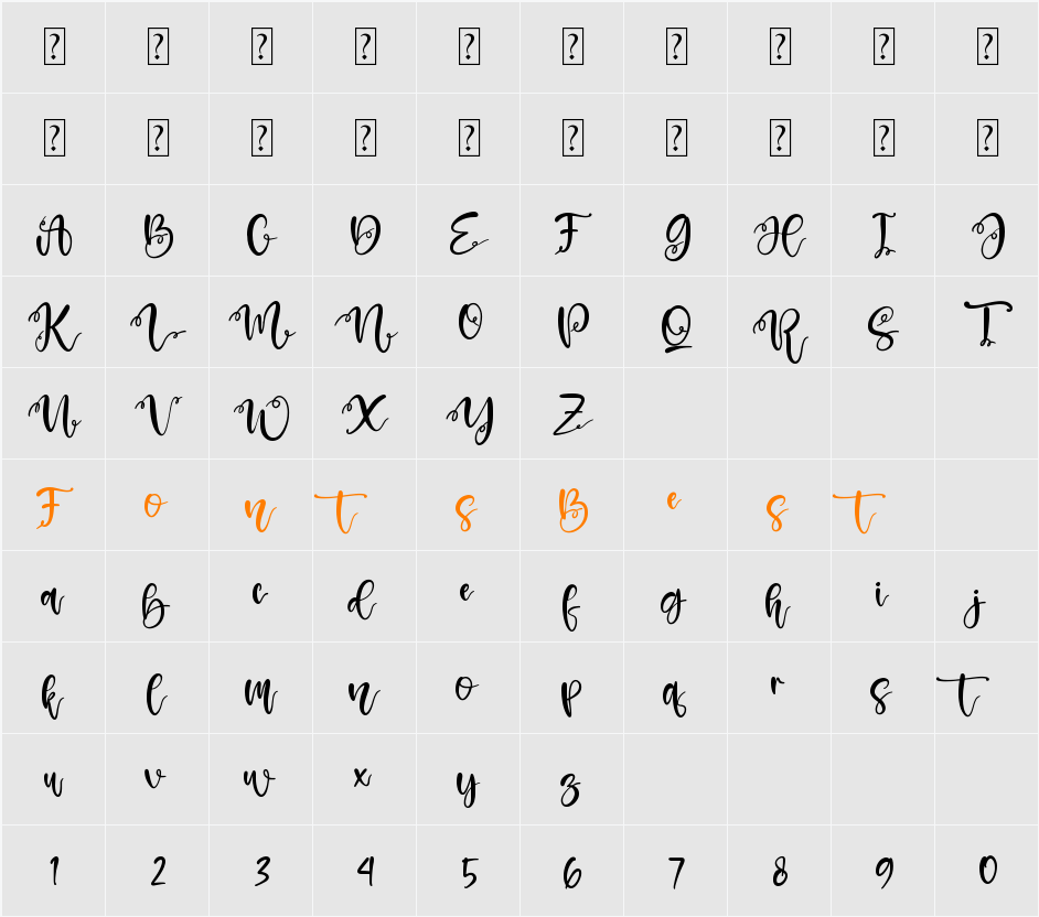 Amselia Parselia (Demo) Character Map