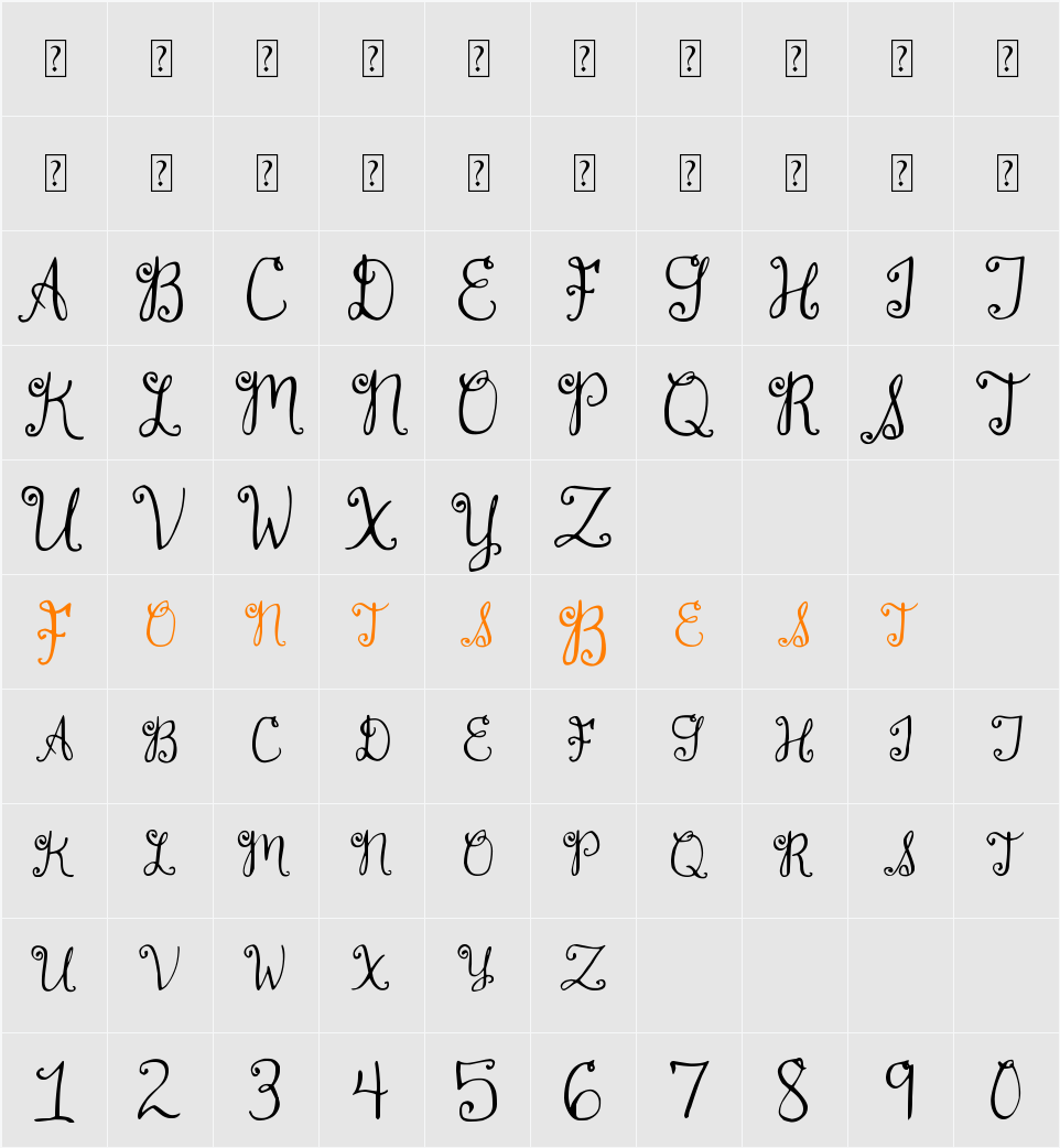 DJB Monogram Character Map