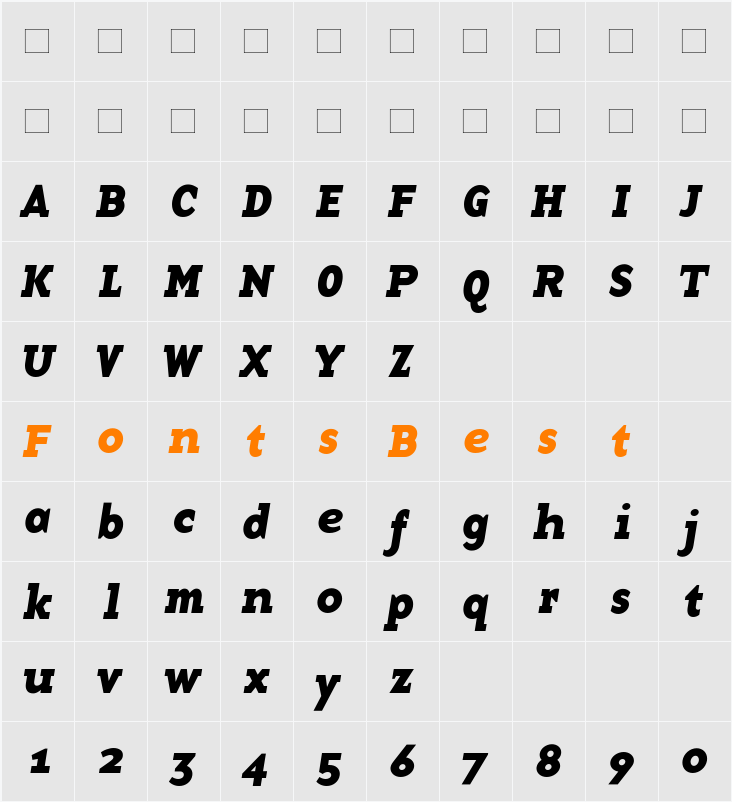 BaseTwelveSerifBI Character Map