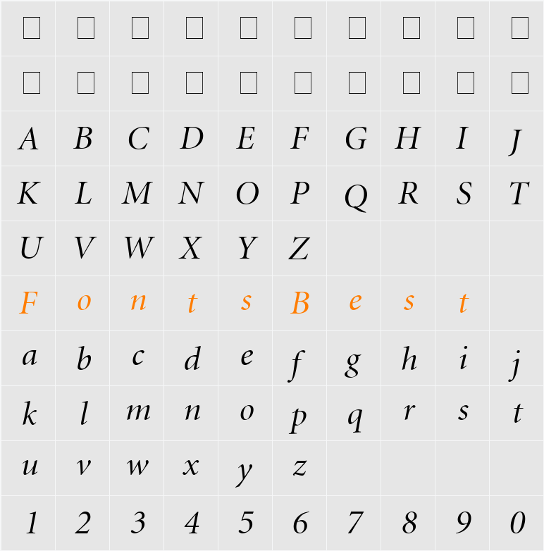 Atlantix Display SSi Character Map