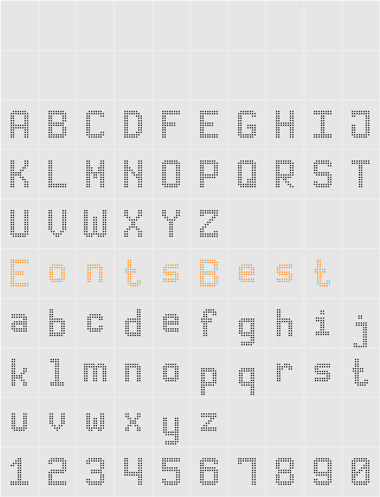 Advanced Dot Digital-7 Character Map
