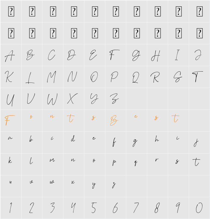 Aguset Character Map