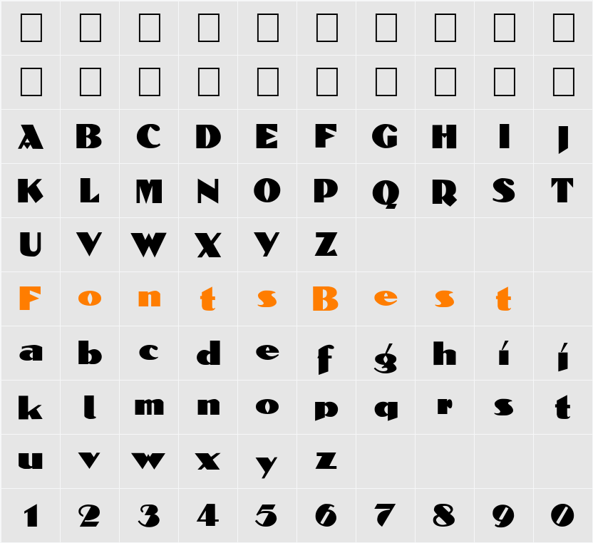 FZ JAZZY 53 Character Map