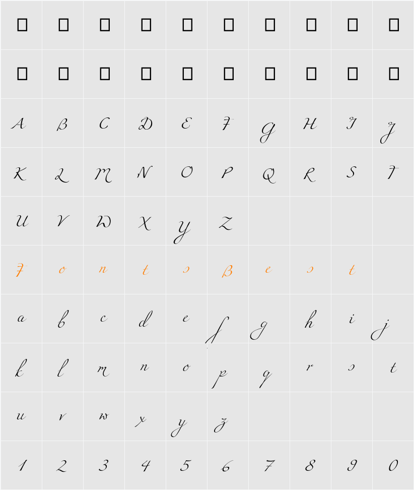 Miama Character Map
