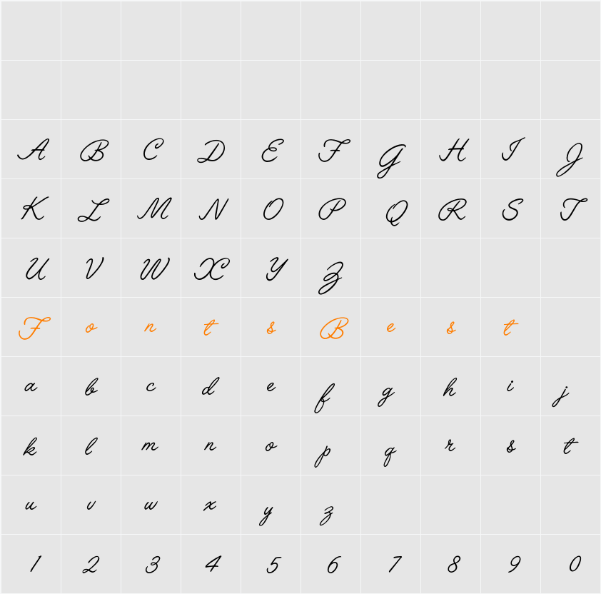 DanielScript Character Map