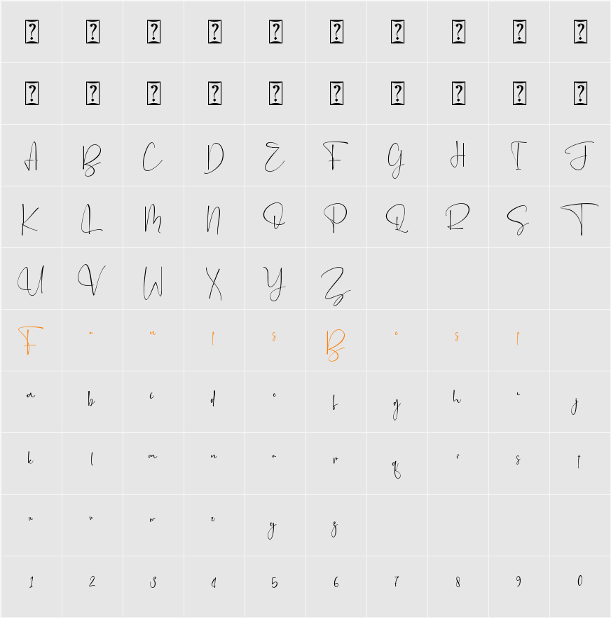 Brillianissa - Personal Use Character Map
