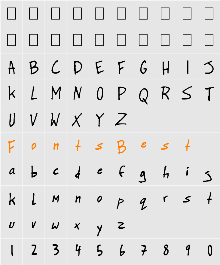 BigHonk handwriting Character Map
