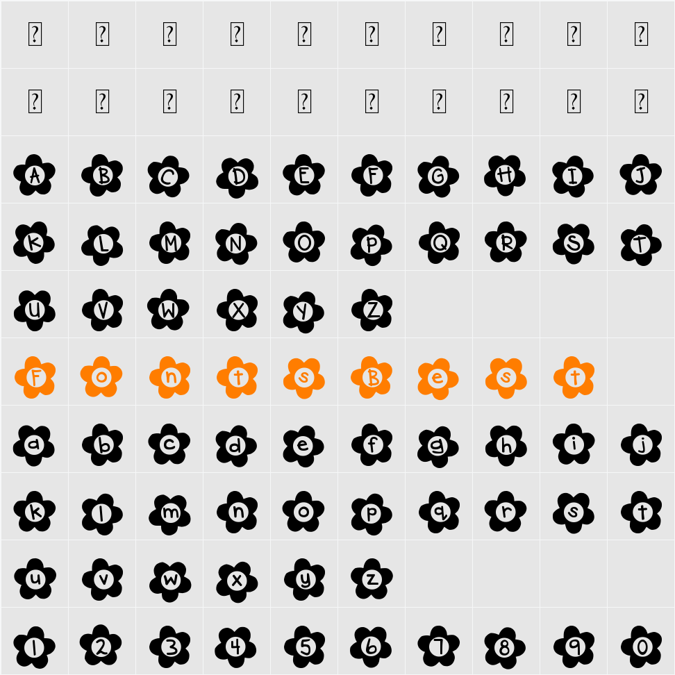 DJB Flower Power 2 Character Map