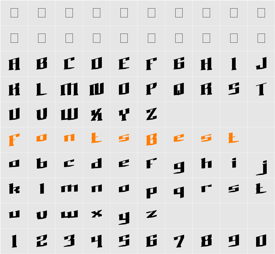 BAD BOY Character Map
