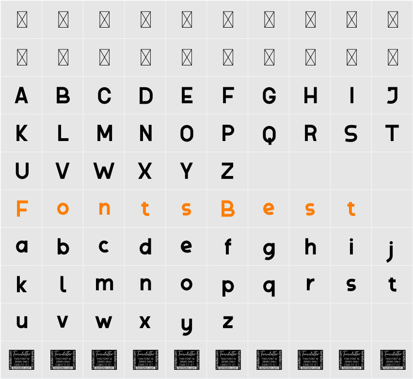 Bosan Personal Use Character Map