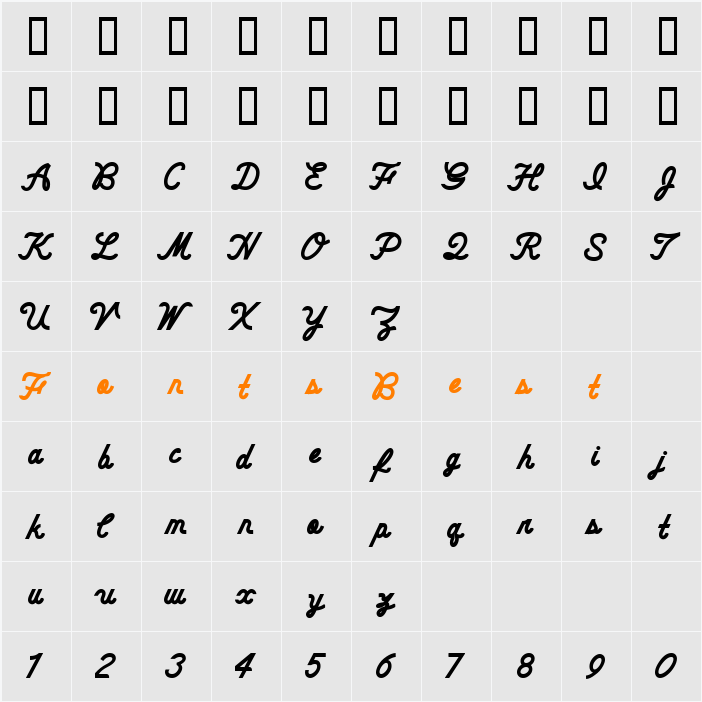 CheerScriptEdgeBold Character Map