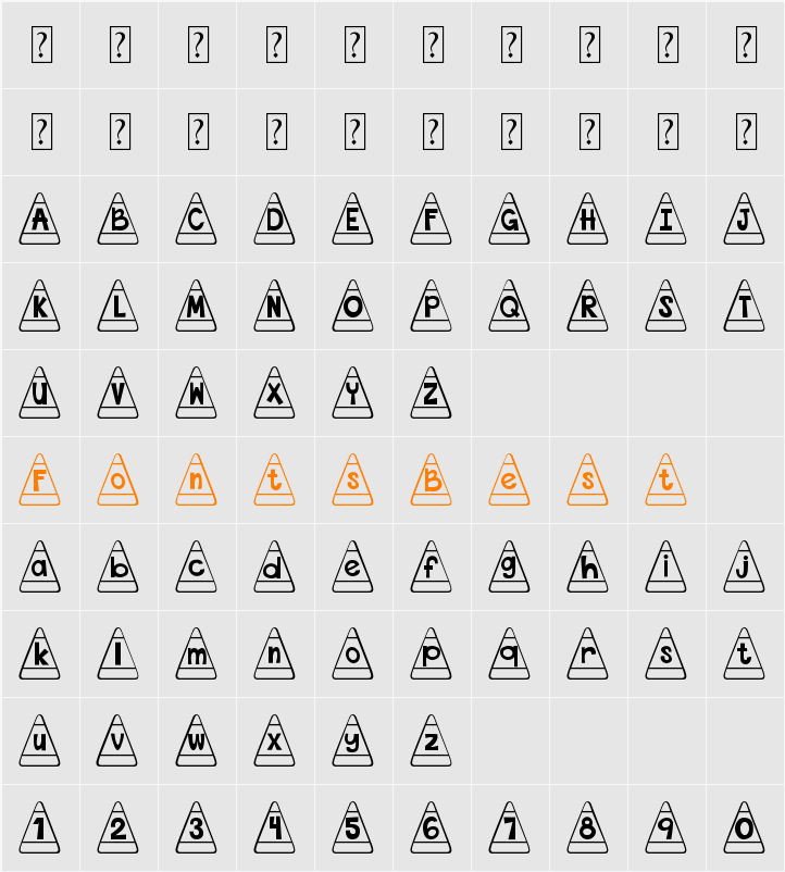 DJB Candy Corn Font Character Map