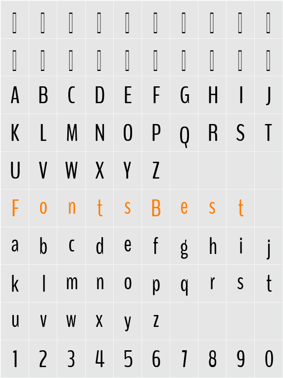 BenchNine Character Map