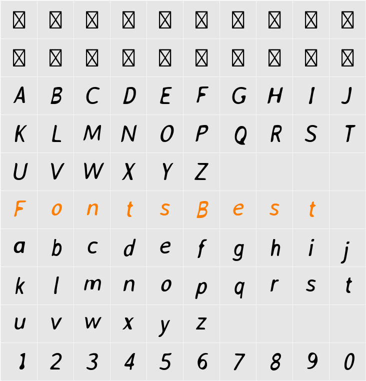 Averia Sans Character Map