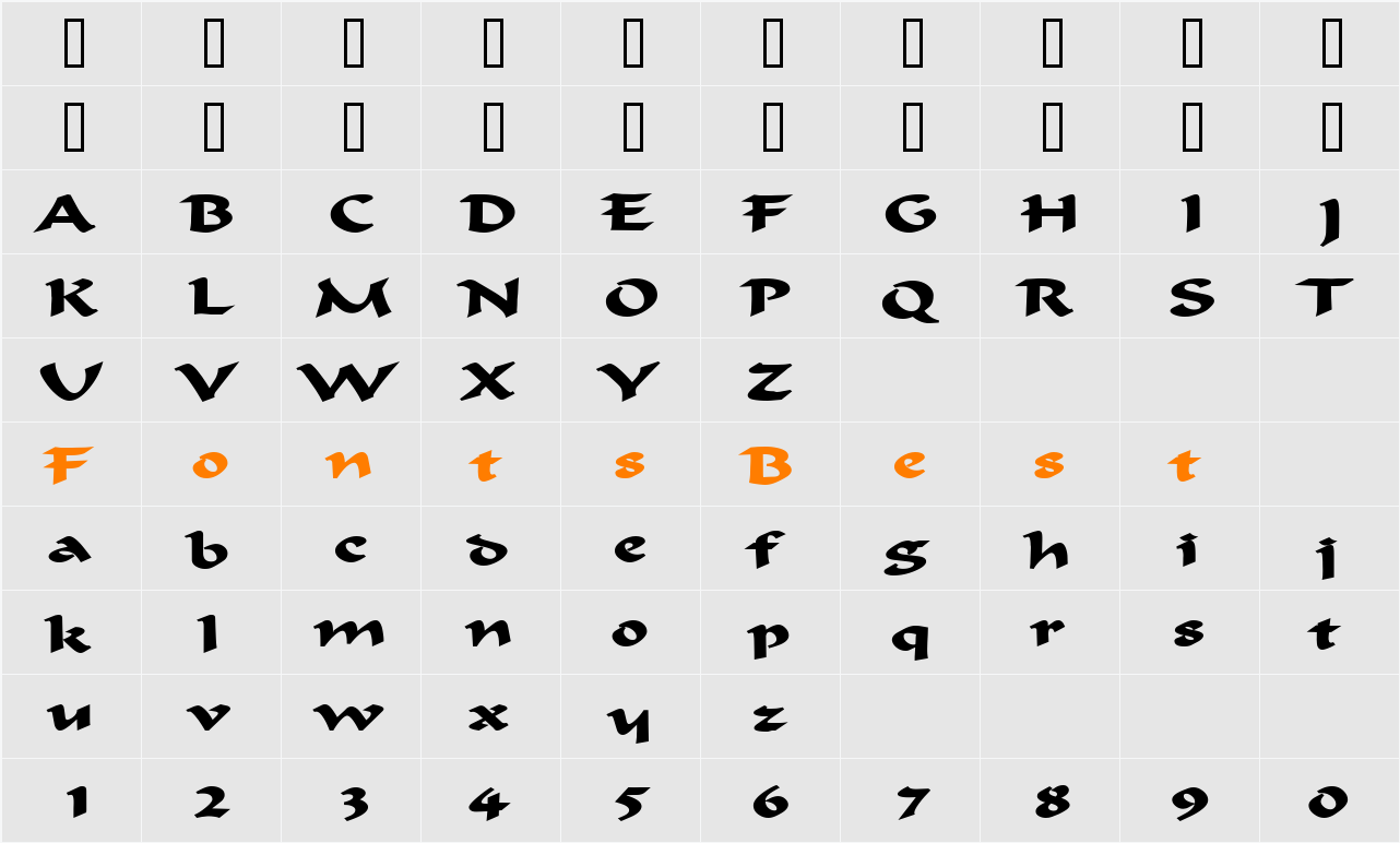 Flat Brush Extended Character Map