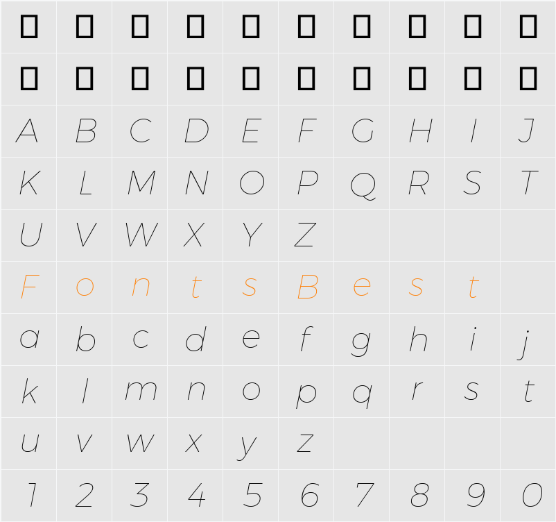 Montserrat Thin Character Map