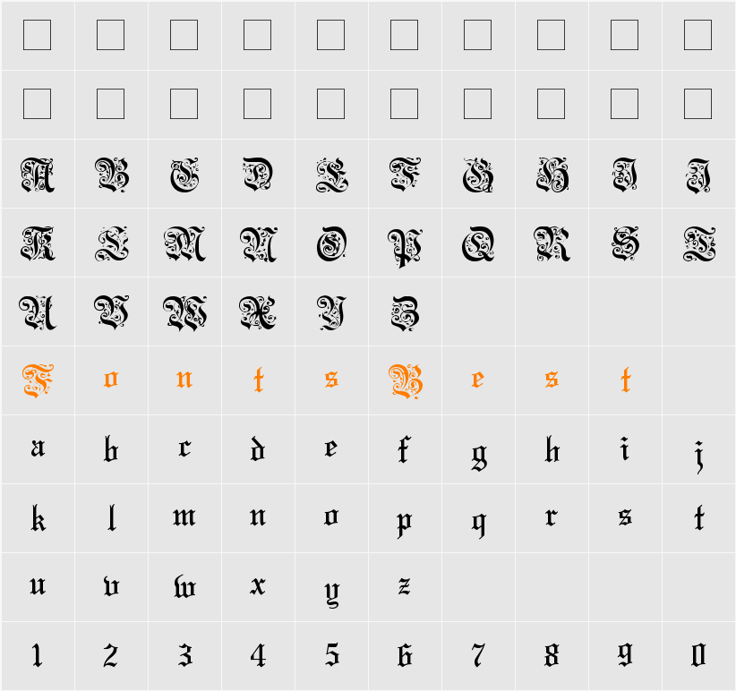 Fiolex Fleur Character Map