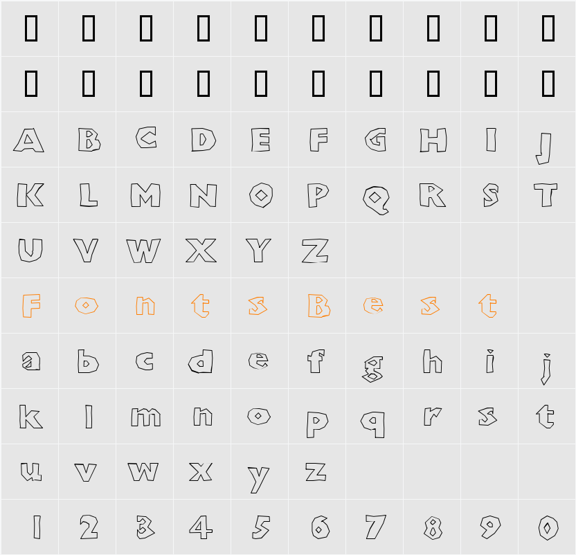 ChunkoBlockoOutlineHeavy Character Map