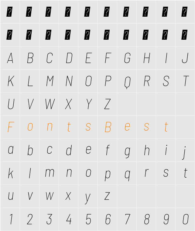 Barlow Semi Condensed Thin Character Map