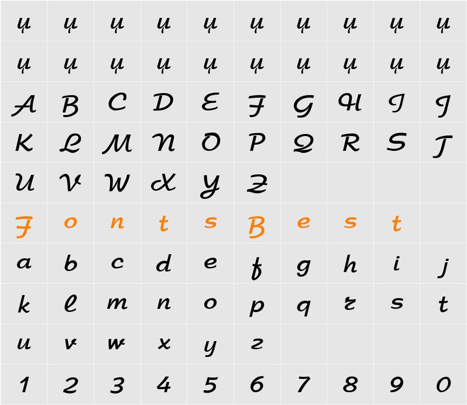 Arbat-Bold Character Map
