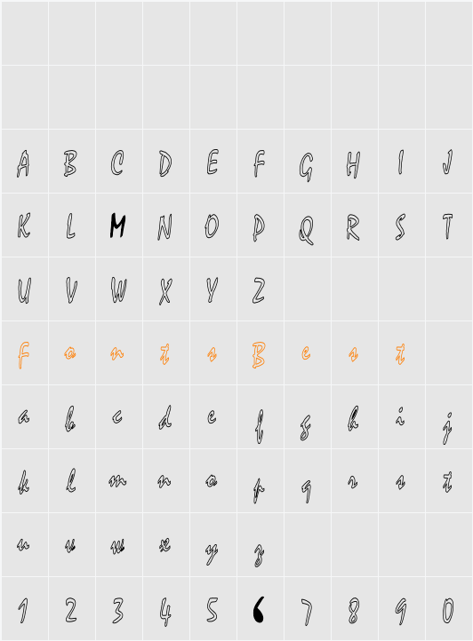 Mystical-ThinHC Character Map