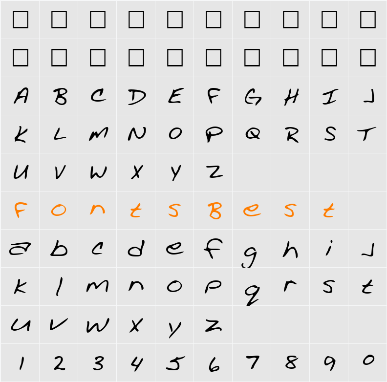 AcaciasHand Character Map