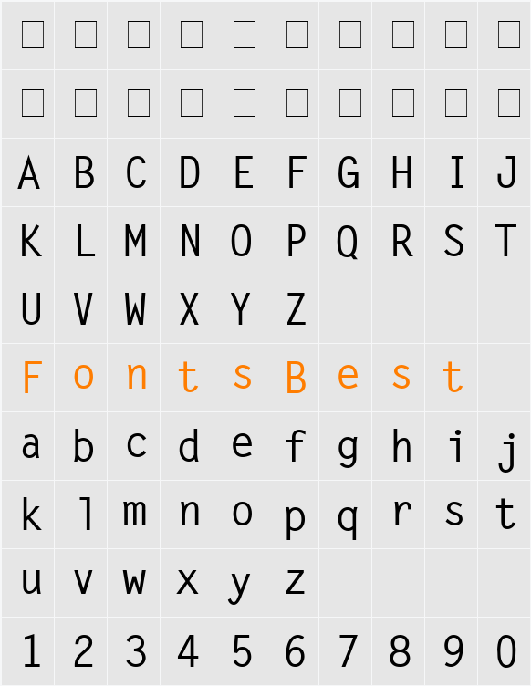 Monospaced Character Map