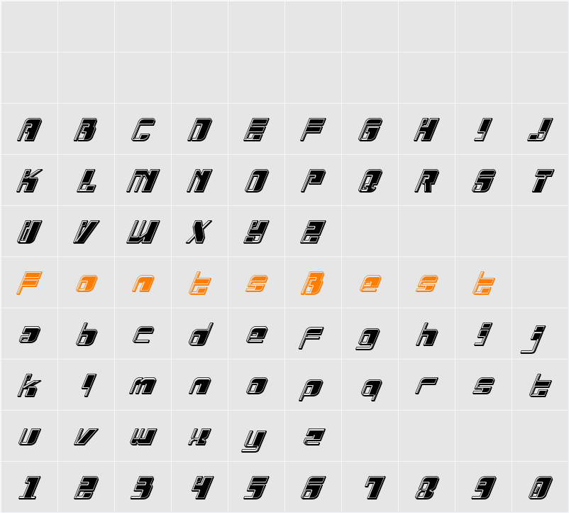 Drosselmeyer Bevel Italic Character Map
