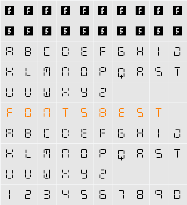 DIGIT LCD Character Map