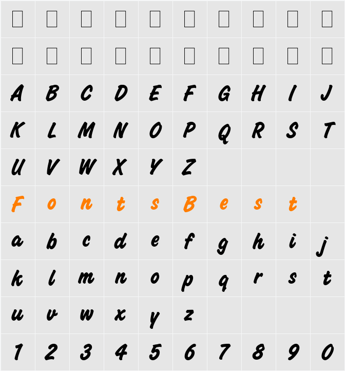 Challenge Bold LET Character Map
