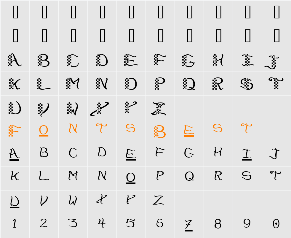 CheckerHat Character Map