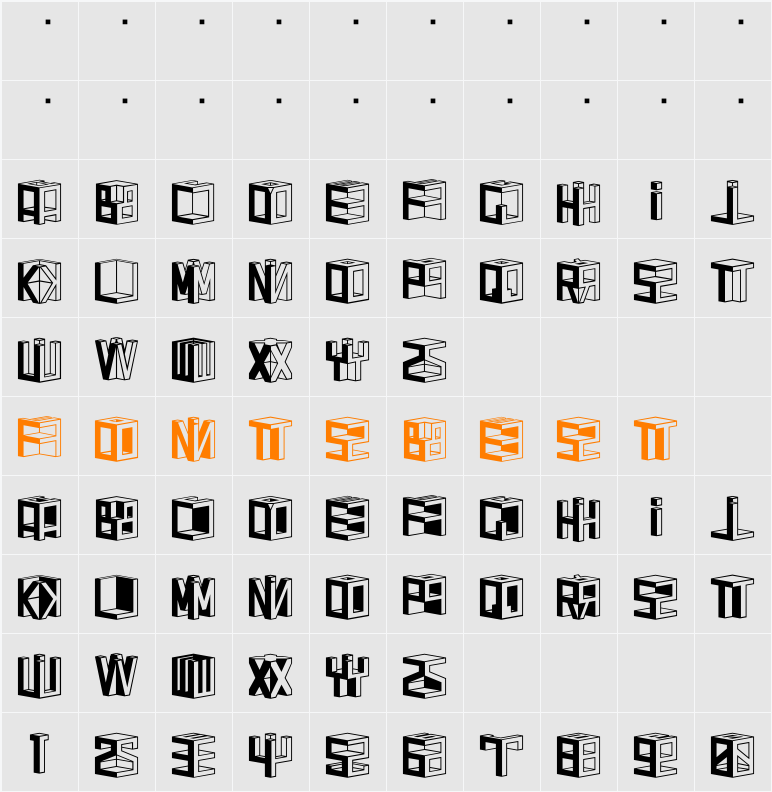 DDD Cubic Character Map