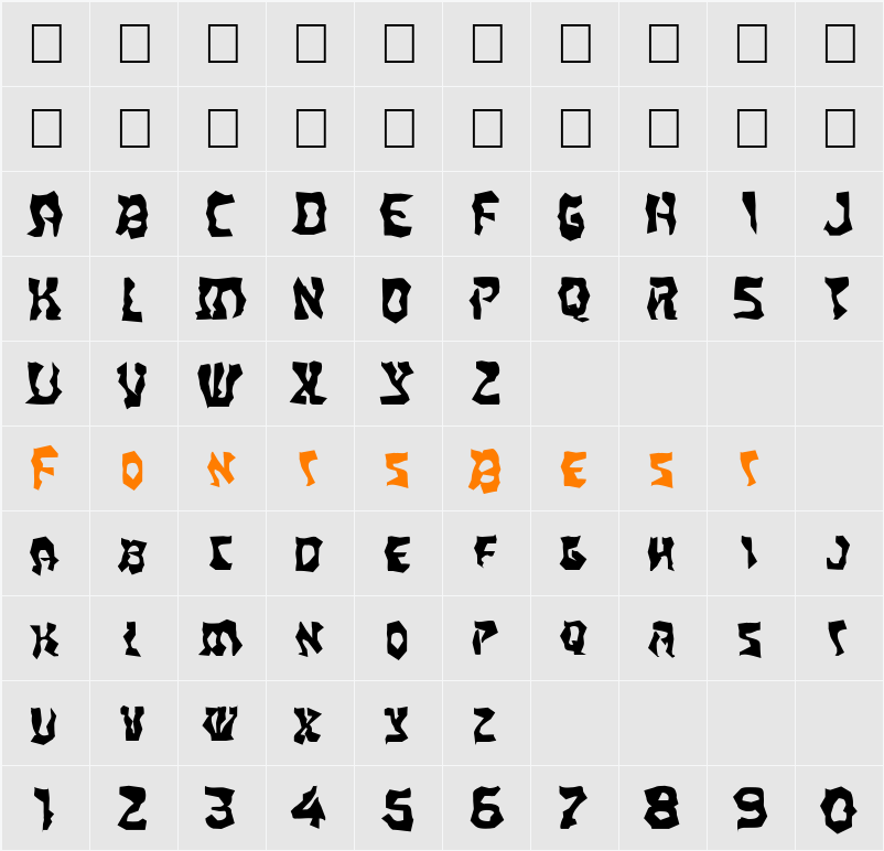 FZ WACKY 22 EX Character Map
