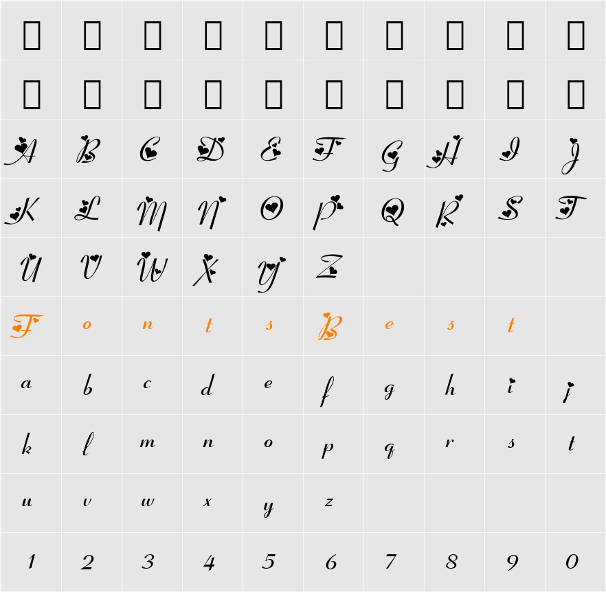 Fiolex Girls Character Map