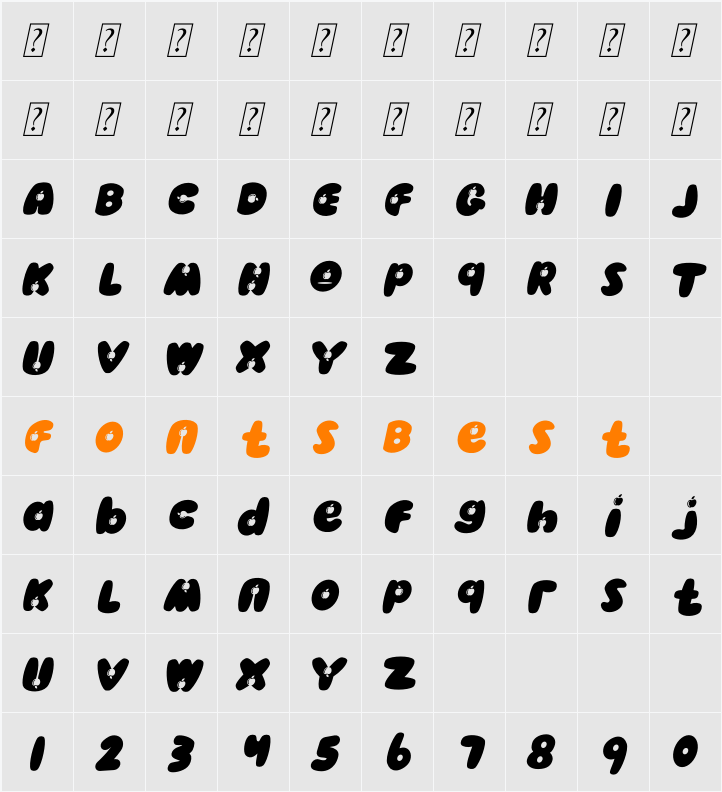 Apple Kids Italic Character Map
