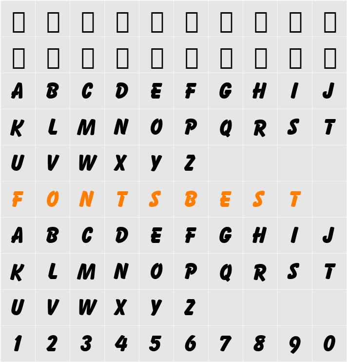 Balloon XBd BT Character Map