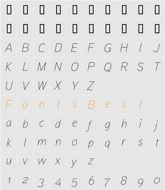 Aaux ProThin Italic OSF Character Map