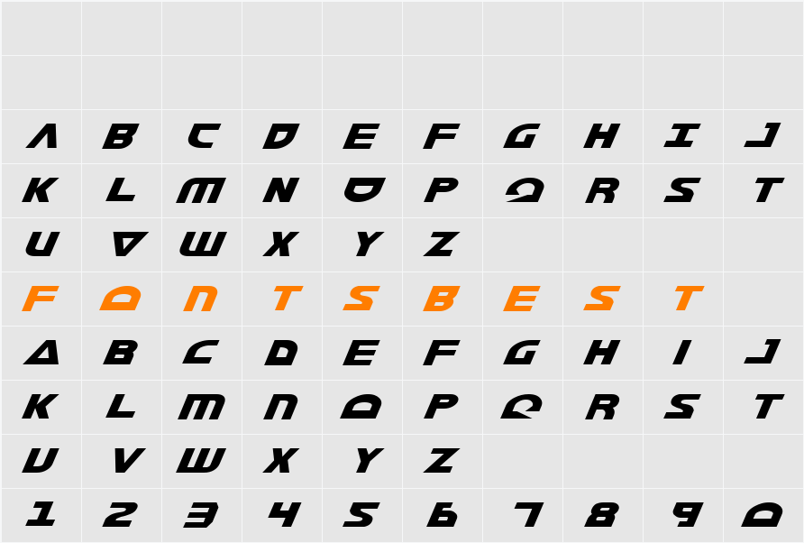 Morse NK Condensed Italic Character Map