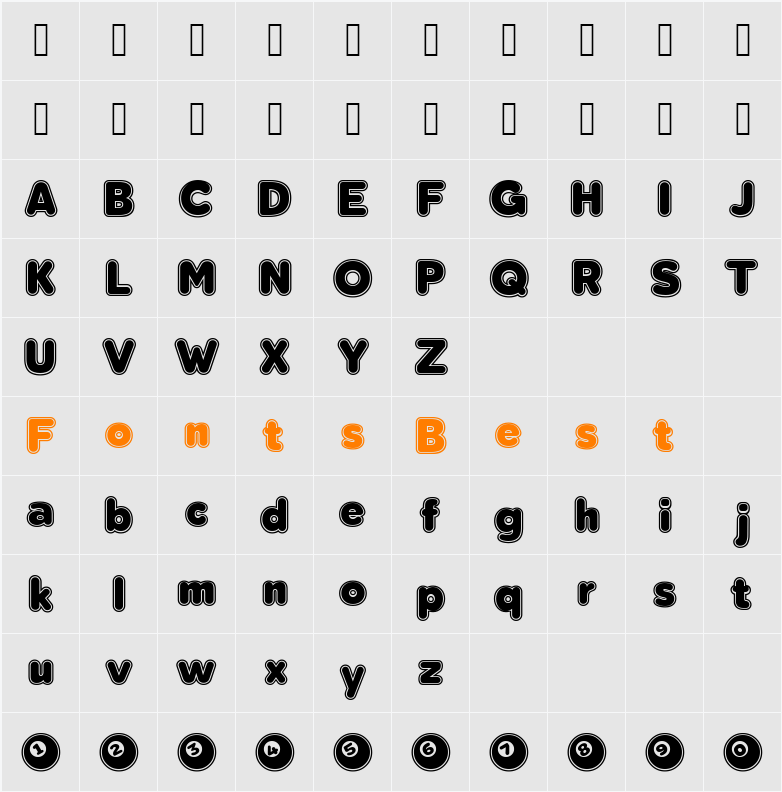 Bola Ocho Character Map