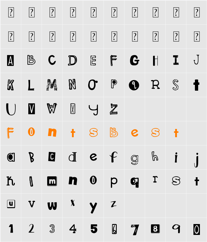 DJB Ransom Note Messy Character Map