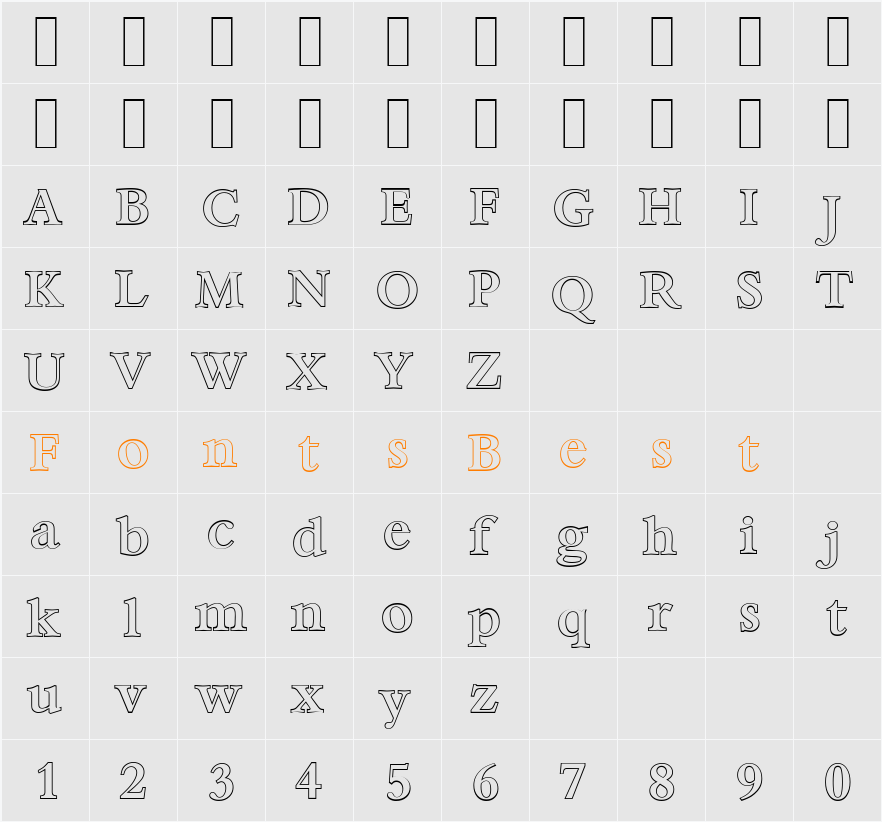 BernsteinOutline-Medium Character Map