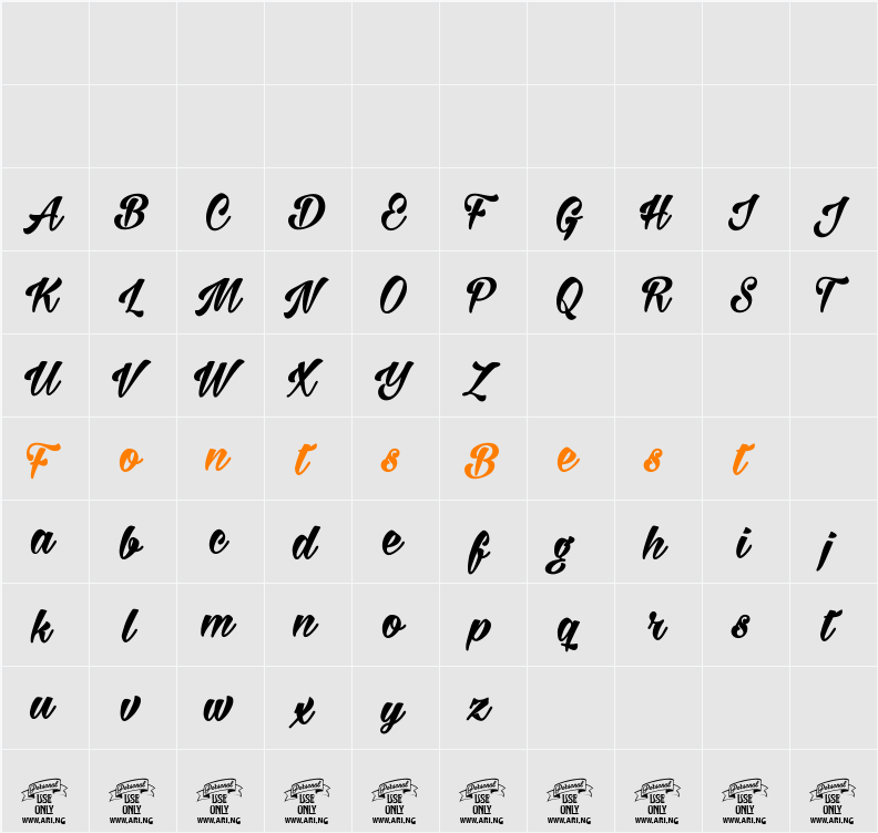 Milasian Bold PERSONAL Character Map