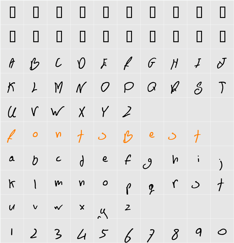 BN FontBoy Character Map