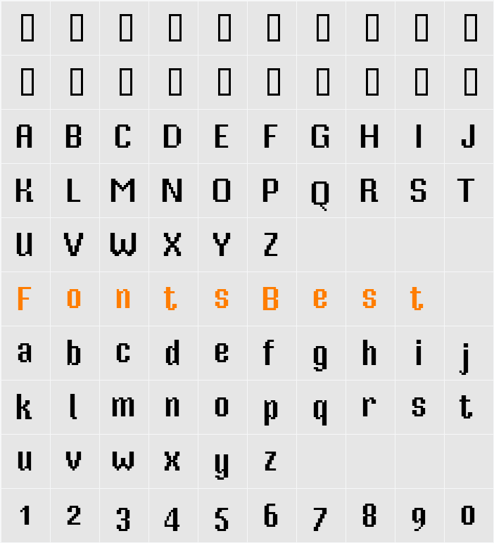 Mister Pixel 16 pt - Old Style Figure Character Map